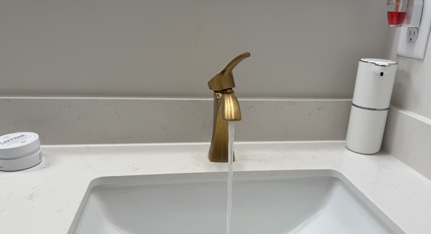 New kitchen faucet installed and running clear