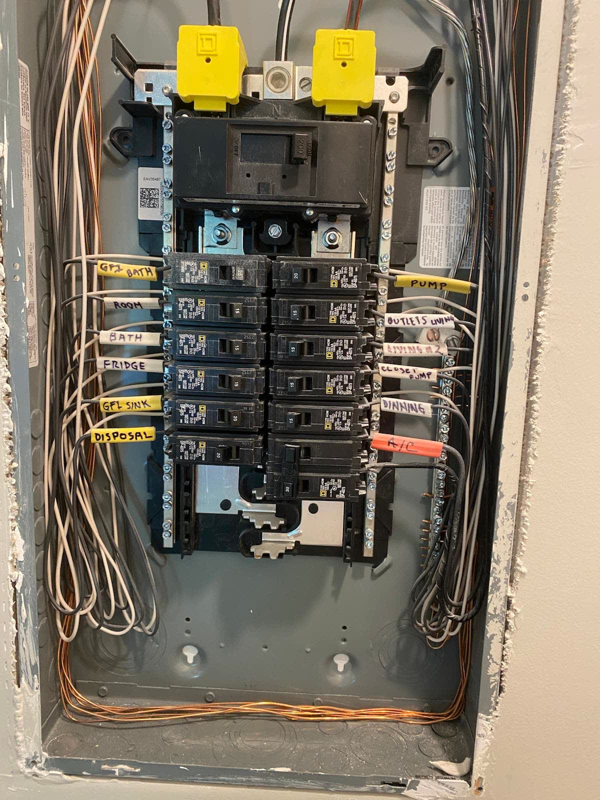 Standard breakers upgraded to GFCI dual-function in the main panel